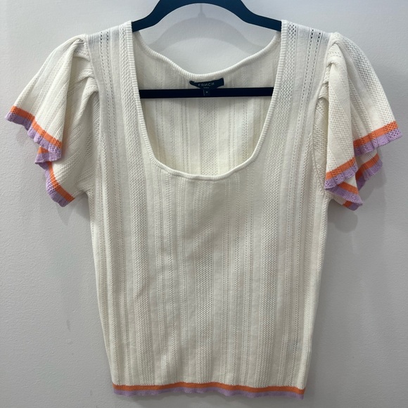 FRNCH Cream Knit Flutter Sleeve Top - Picture 2 of 4